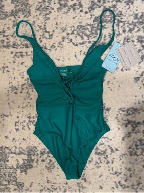Emerald Lace-Up One-Piece Swimsuit for Women